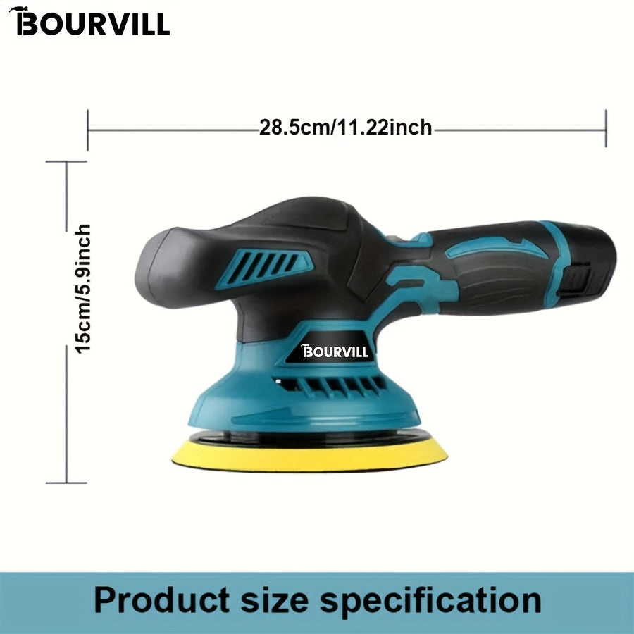 Cordless Car Polisher 5-Inch 8-Speed 5000RPM Battery-Powered Orbital Buffer for Car Detailing Scratch Removal Paint Correction by BOURVILL