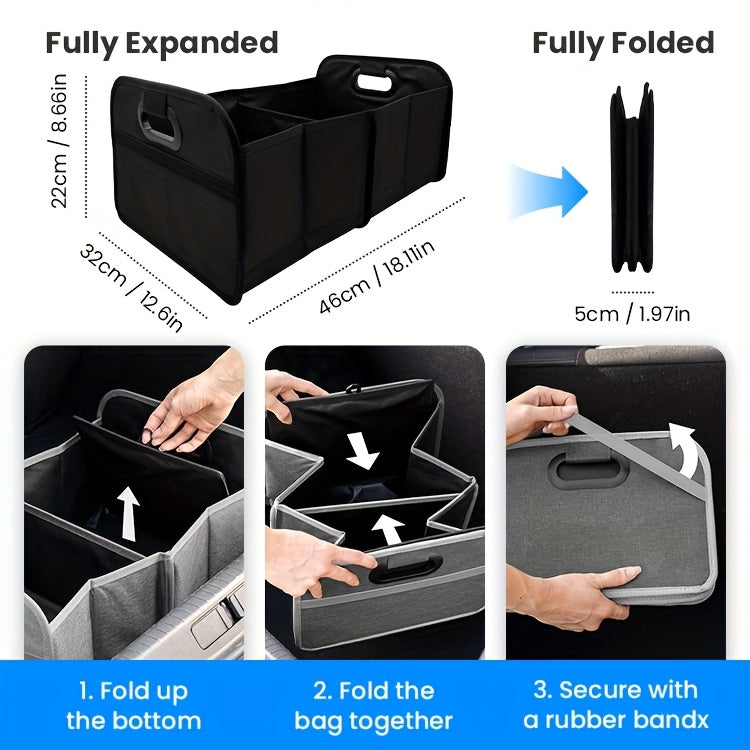 Foldable Car Storage Box with Handle Portable Collapsible Trunk Organizer for Car SUV Minivan Truck Groceries Camping Gear Tools 4 Colors Black Grey Blue Red