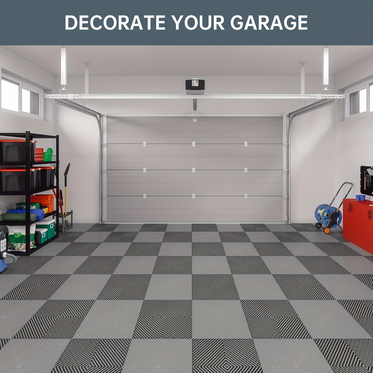 Interlocking Garage Floor Tiles 20 Pack – 16"x16" Drainage Floor Mats, Non-Slip PP Modular Tiles for Garage, Basement, Car Wash & Outdoor Use