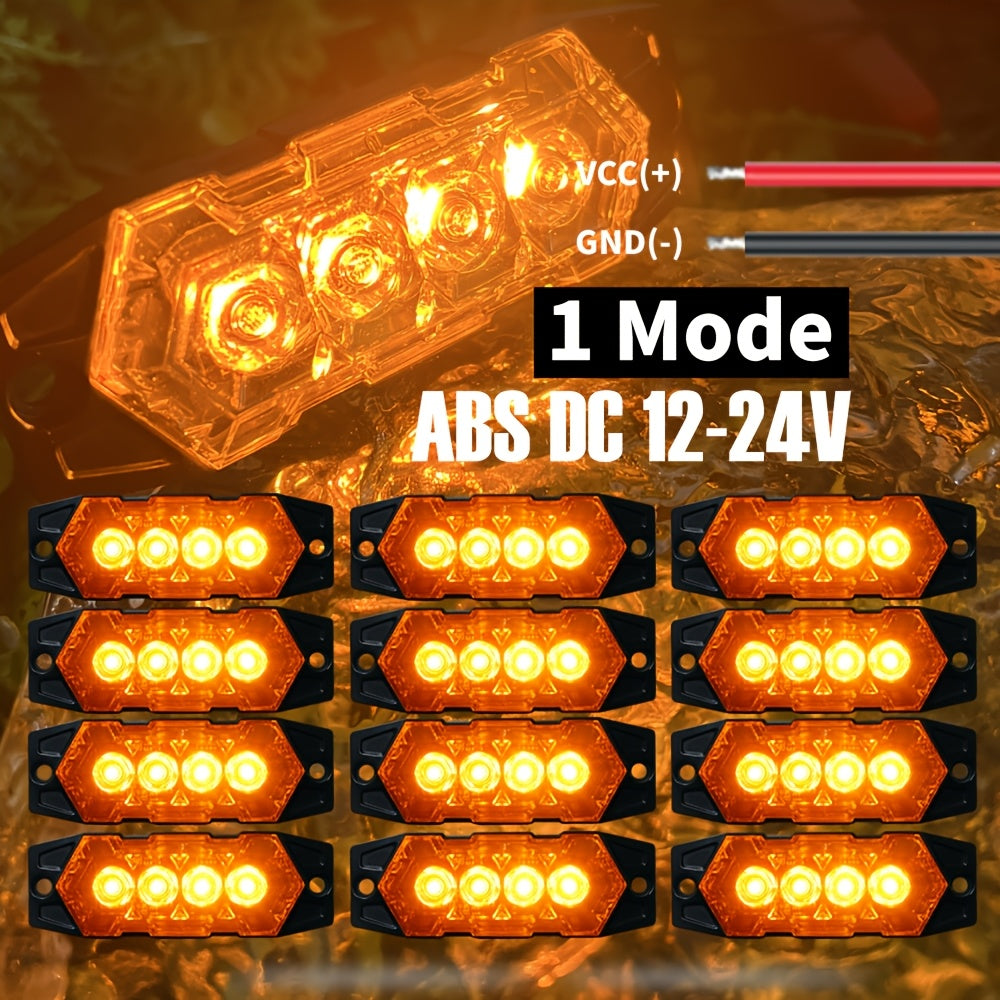 LED Off-Road Work Light 12-Pack, 12V-24V Universal Heavy-Duty LED Pods for ATV UTV Boat Bike, Amber White Red, Waterproof Auxiliary Driving Lights for Off-Road Vehicles