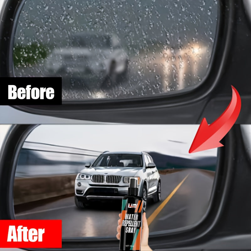 Car Windshield Hydrophobic Coating Spray 3.38oz – Anti-Fog, Rainproof & Oil Film Remover for Auto Glass, Windows & Wipers, Includes Sponge