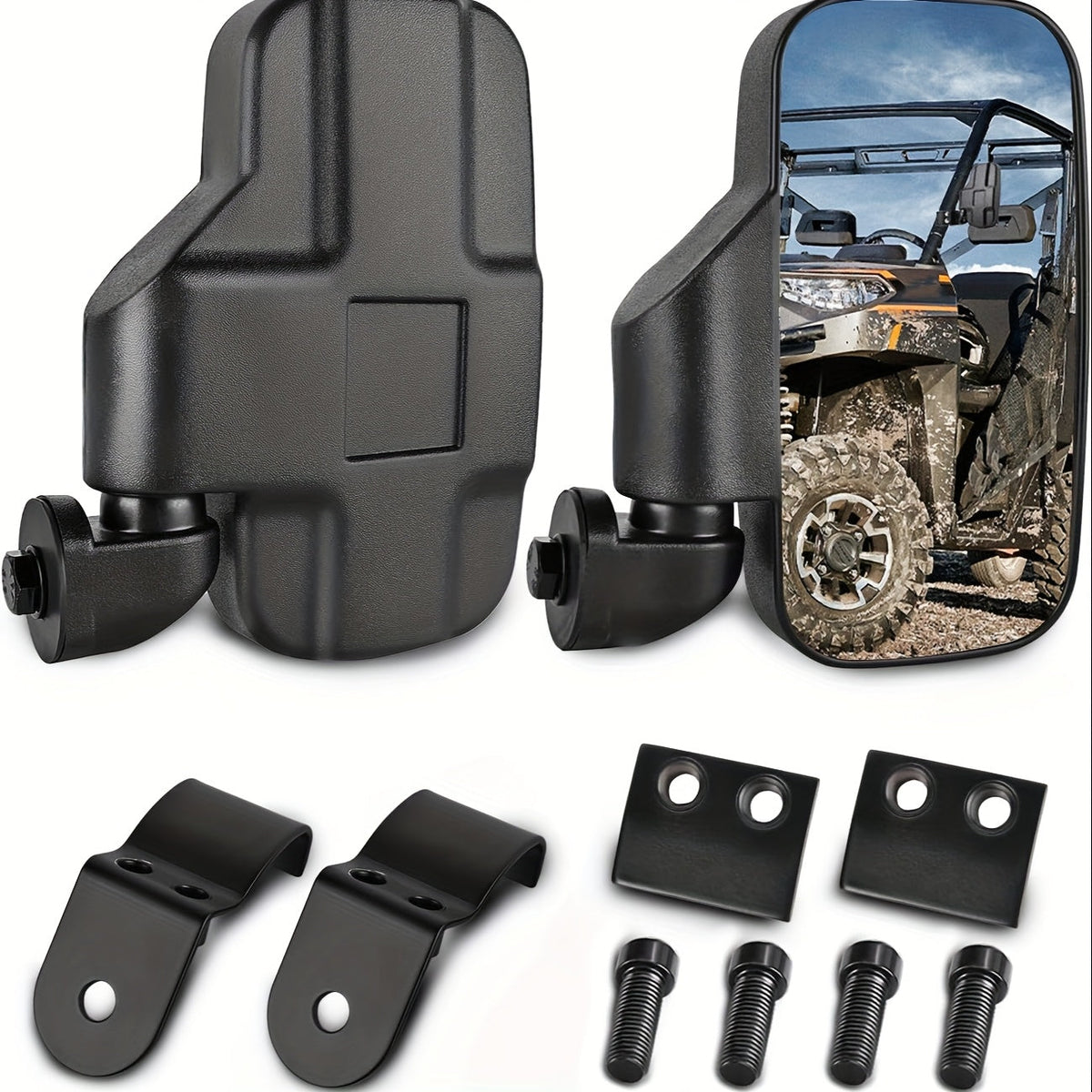 UTV Side Mirrors for Polaris Ranger XP 900 1000 570 & General 1000 XP 1000 Adjustable Rear View Explosion-Proof Glass Pro-Fit Mount 1 Pair Black Can-Am Defender Maverick Trail