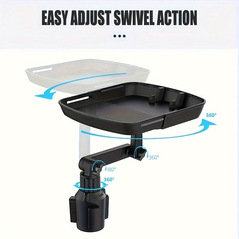 Car Cup Holder Phone Mount Tray – 3-in-1 Expandable ABS Rotating Bracket, Universal Fit for Most Vehicles