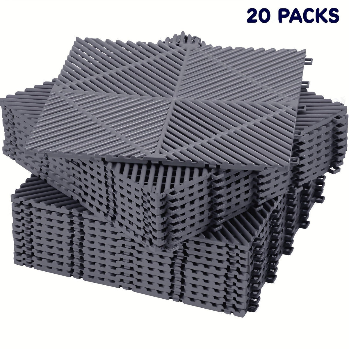 Interlocking Garage Floor Tiles 20 Pack – 16"x16" Drainage Floor Mats, Non-Slip PP Modular Tiles for Garage, Basement, Car Wash & Outdoor Use
