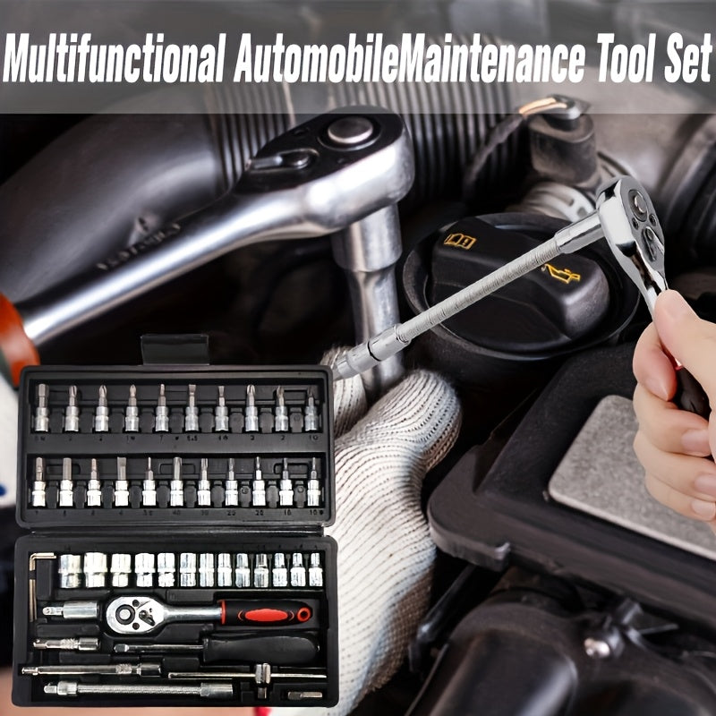 Tool Set 46 & 53 Piece – 1/4", 3/8" & 1/2" Drive Ratchet Wrench Kit for Automotive, Bicycle & Home Repair