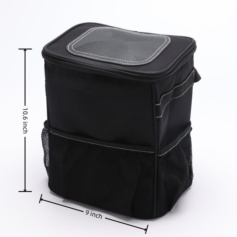 Car Trash Can with Lid 2 Gallon Leakproof Odor-Proof Vehicle Garbage Bin with Storage Pockets for Cars SUVs Trucks