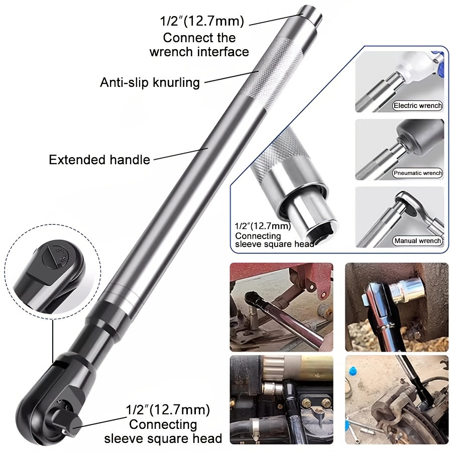 3-in-1 Impact Wrench Extender 1/2" | Offset Extension Ratchet & Electric Wrench Chrome Vanadium for Confined Spaces