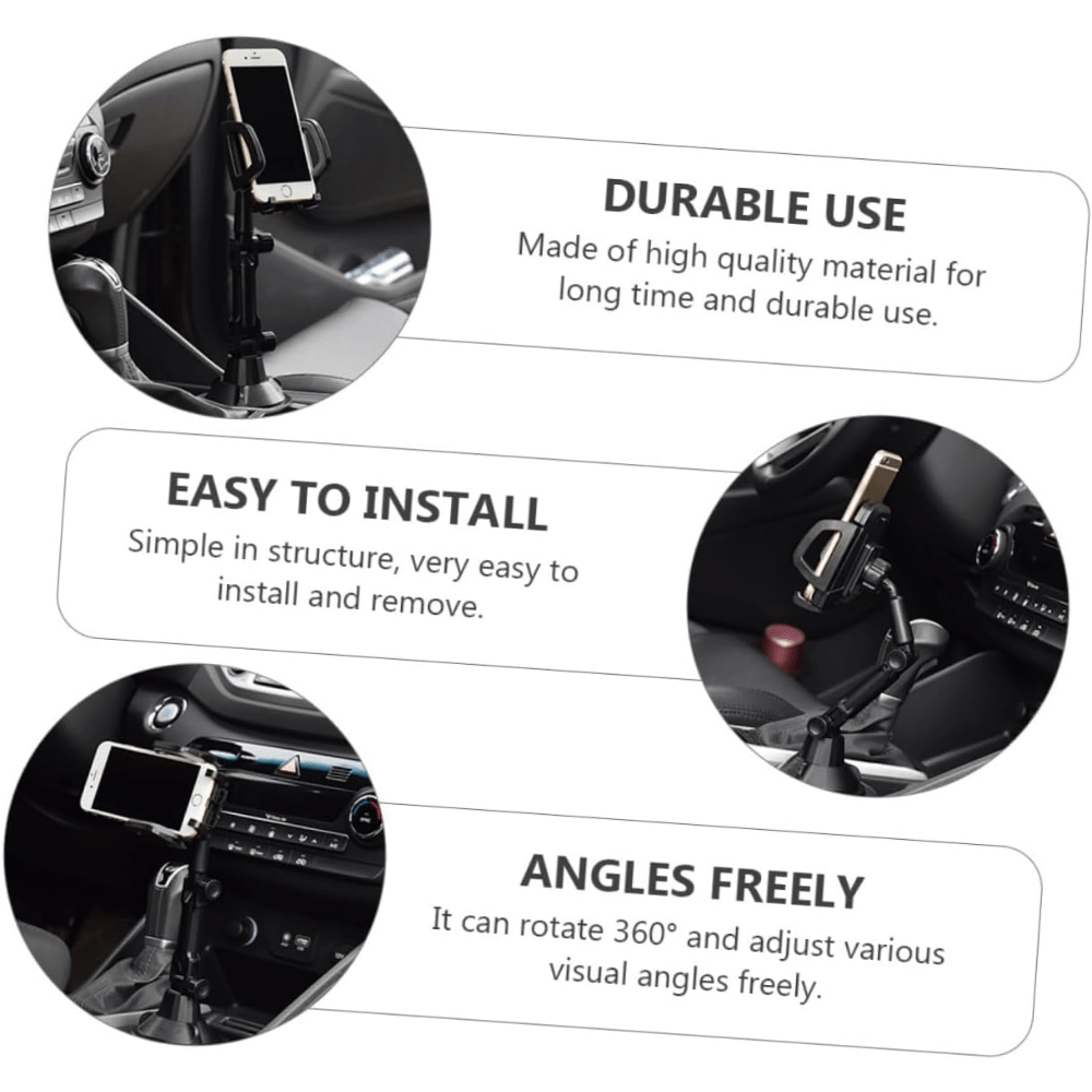 Car Cup Holder Phone Mount Adjustable Cradle, Universal Smartphone Stand for Car Cupholder, Stable Clip Bracket for All Mobile Phones, Black