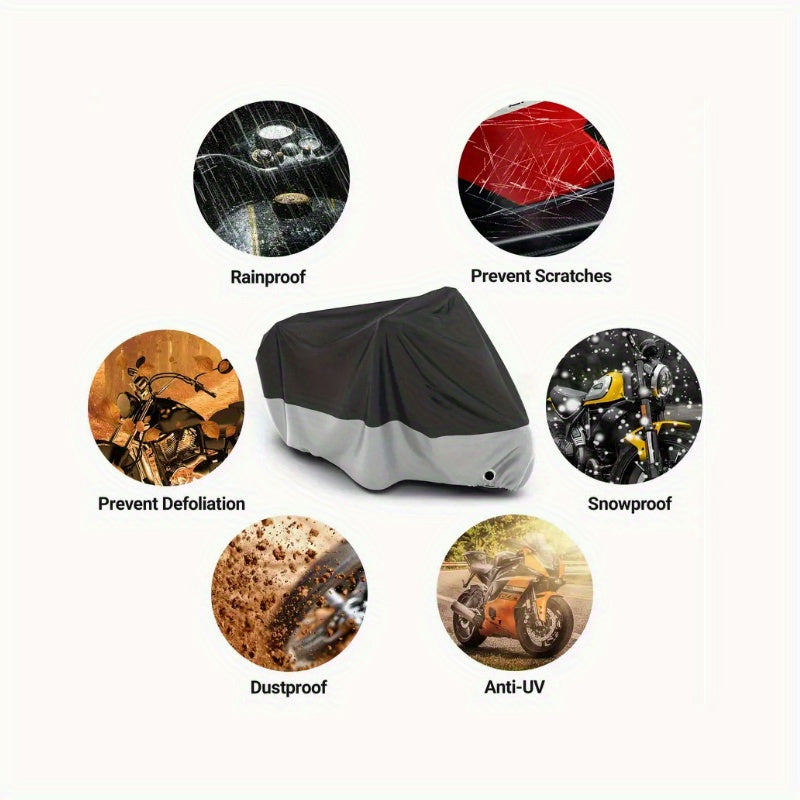 Waterproof Motorcycle Cover with Lock Hole – Full Body Outdoor Rain Cover for Motorbike | S & L Sizes