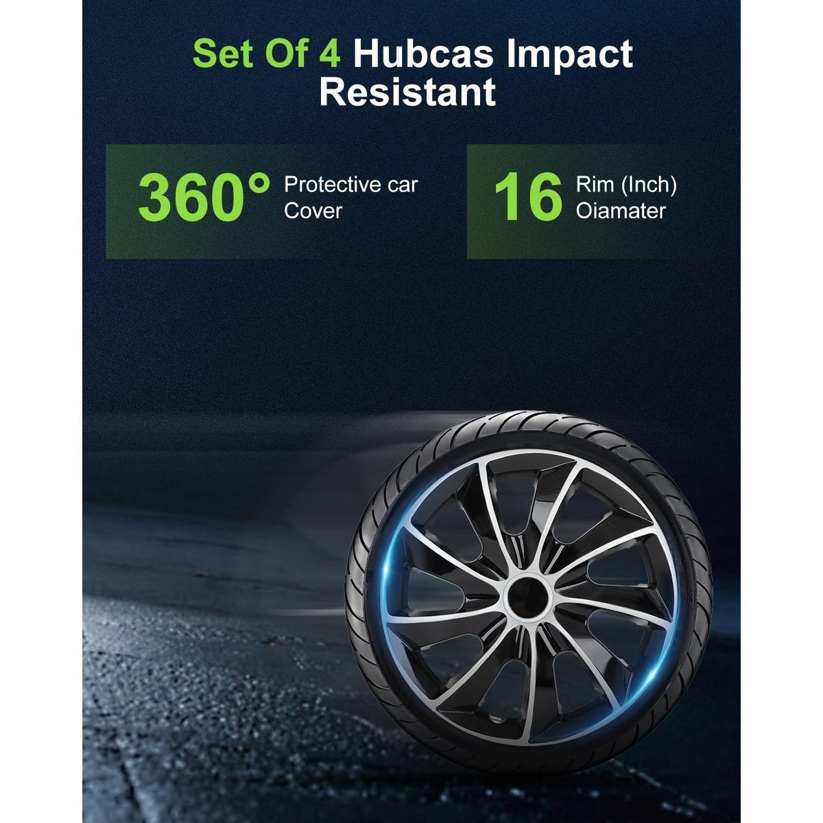 Hubcap 16 Inch Snap-On ABS Wheel Cover – OEM Steel Rim Replacement, High-Impact Resistant, Universal Fit Car Tire Exterior Cap with Premium Finish