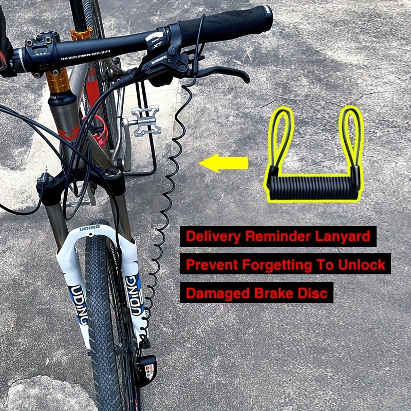 Motorcycle Disc Brake Lock 120dB Alarm Anti-Theft USB Rechargeable 500mAh with Reminder Cord for Motorcycle Bicycle Dirt Bike Scooter 4 Colors Red Black Yellow Blue