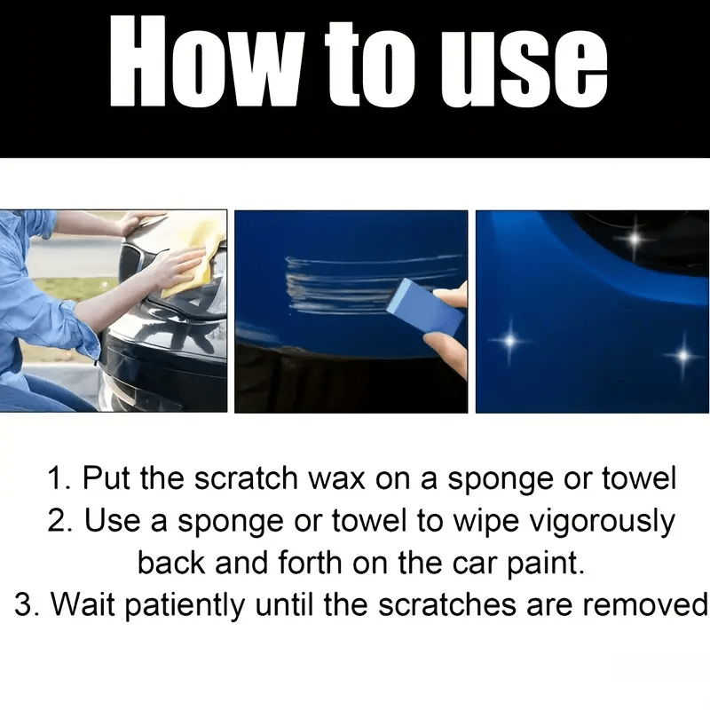 Scratch Repair Wax 7.44oz – Fast-Acting Multi-Surface Scratch Remover for Cars, Motorcycles & Furniture with Sponge Applicator