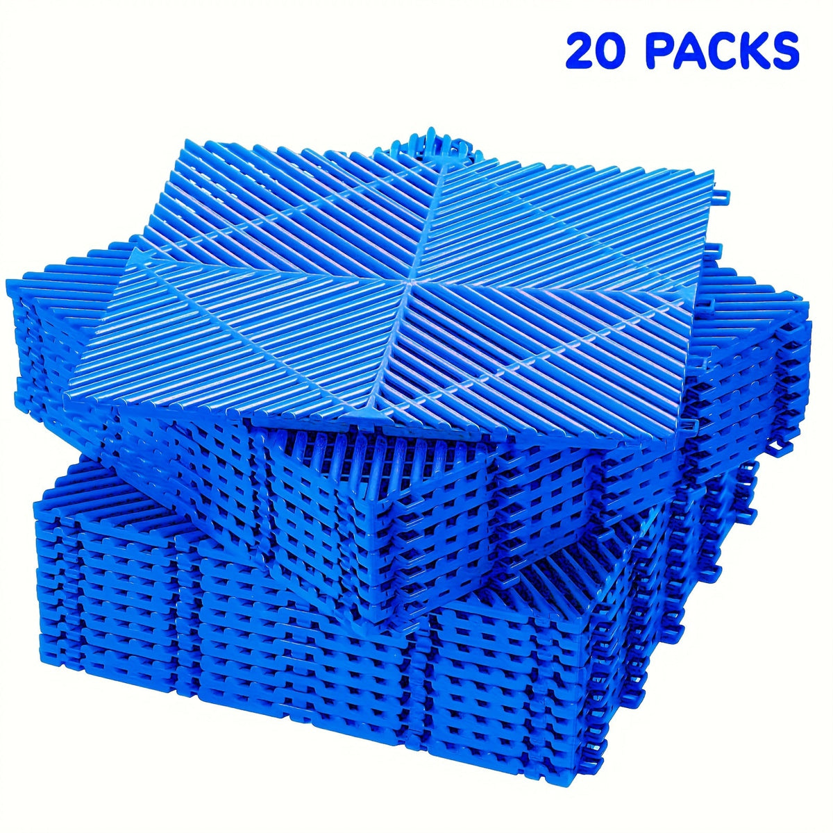 Interlocking Garage Floor Tiles 20 Pack – 16"x16" Drainage Floor Mats, Non-Slip PP Modular Tiles for Garage, Basement, Car Wash & Outdoor Use