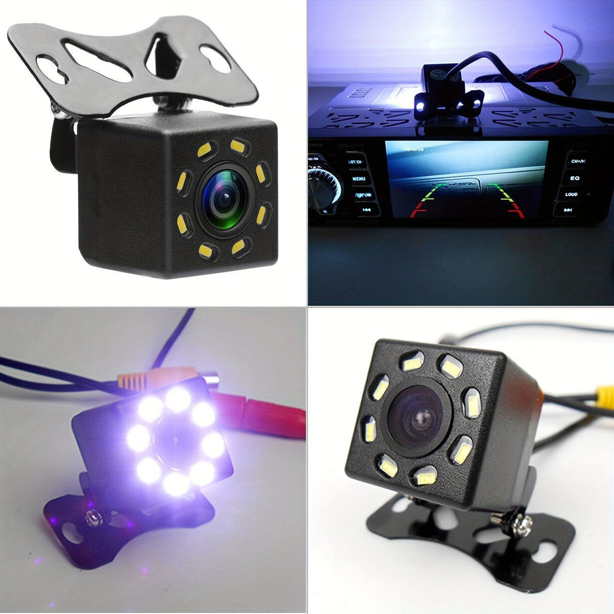 Backup Camera Kit with 4.3" Monitor – 8 LED Night Vision, Wide Angle Rearview Camera for Cars, Trucks & SUVs, HD Parking System