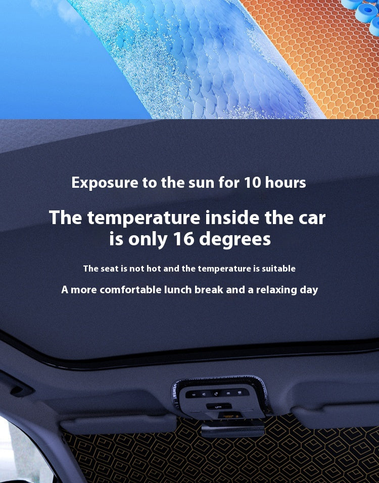 Car Windshield Sunshade 5-Layer Laser Insulation - Thickened UV Heat Blocker, Diamond Pattern, Fits Toyota Sienna Tundra Ford F150 & Universal Sizes, Gold Black