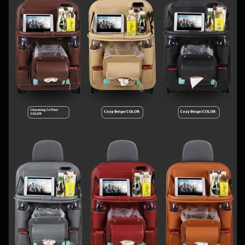 Car Seat Back Organizer Hanging Backseat Storage with Foldable Tray Table Cup Holder Laptop Desk Umbrella Slot Multi-Pocket for Car SUV Minivan Truck 1 or 2 Pack 5 Colors