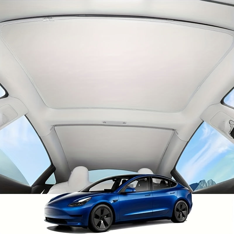 Tesla Model 3 Sunshade Windshield 2017-2023 - Ice Crystal Folding Thermal Insulation UV Heat Block, 2-Piece Custom Fit Sun Visor, Black & Gray