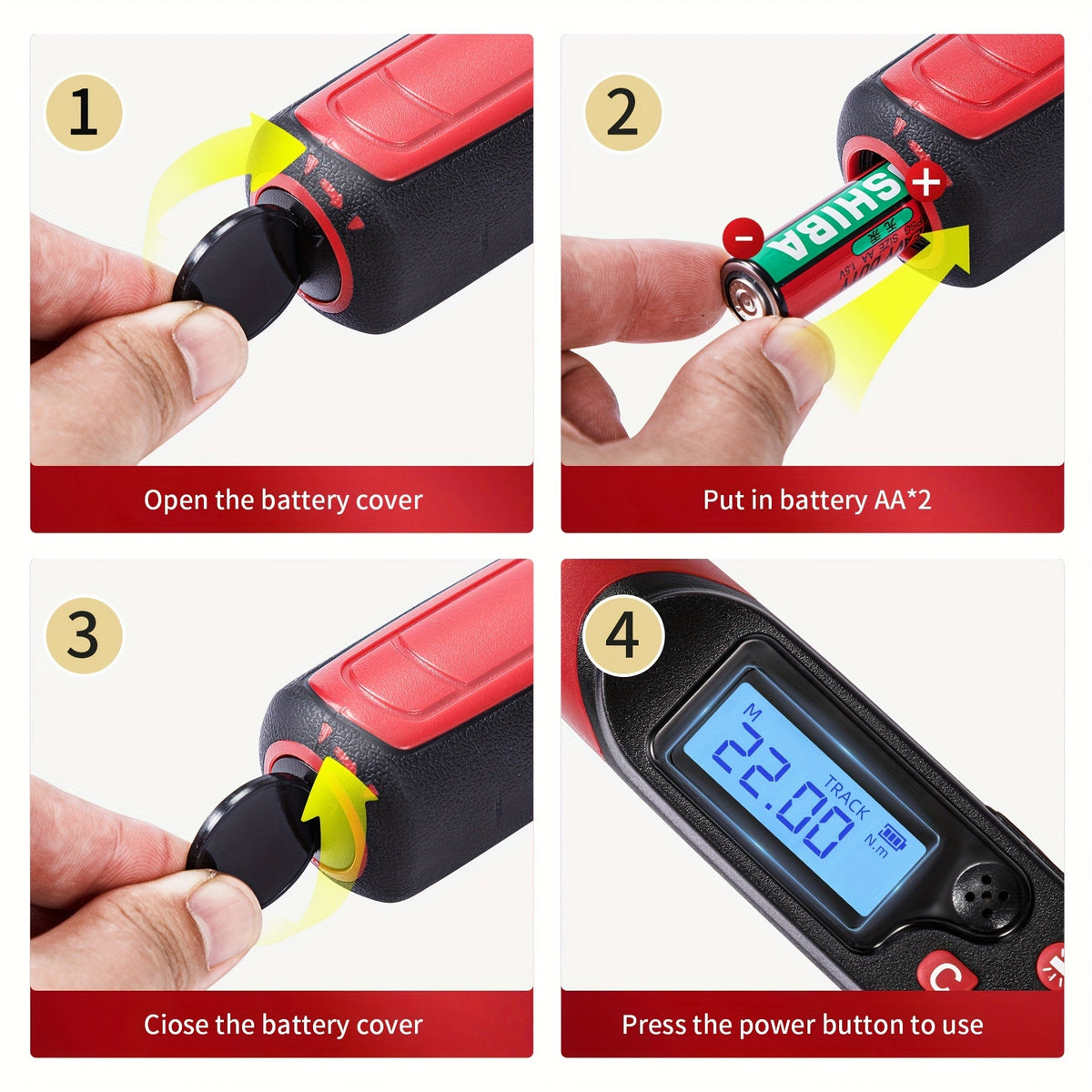 Digital Torque Wrench 1/2" & 3/8" Drive, LCD Display Buzzer & LED Alert, 4-Mode Cr-V, ±1% Accuracy, Preset & Data Storage, for Bike Motorcycle Auto Repair