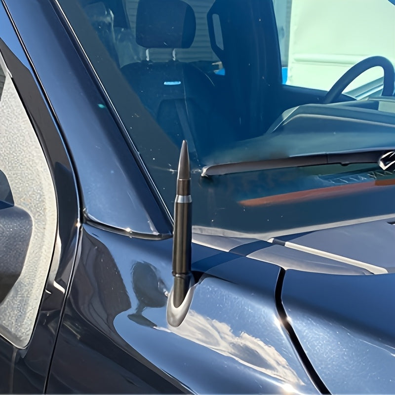 50 Cal Bullet Antenna for Trucks 5.3 Inch Black Aluminum, Fits Chevy Silverado, Ford F150 Bronco, Ram 1500, GMC Sierra, Jeep Wrangler, Toyota Tundra, 2-Pack