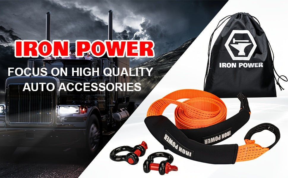 Tow Strap Kit 2" x 20ft with D Ring Shackles – Heavy Duty Emergency Towing Rope for Truck, SUV & Off-Road Recovery, Includes 2 x 1/2" D-Ring Shackles