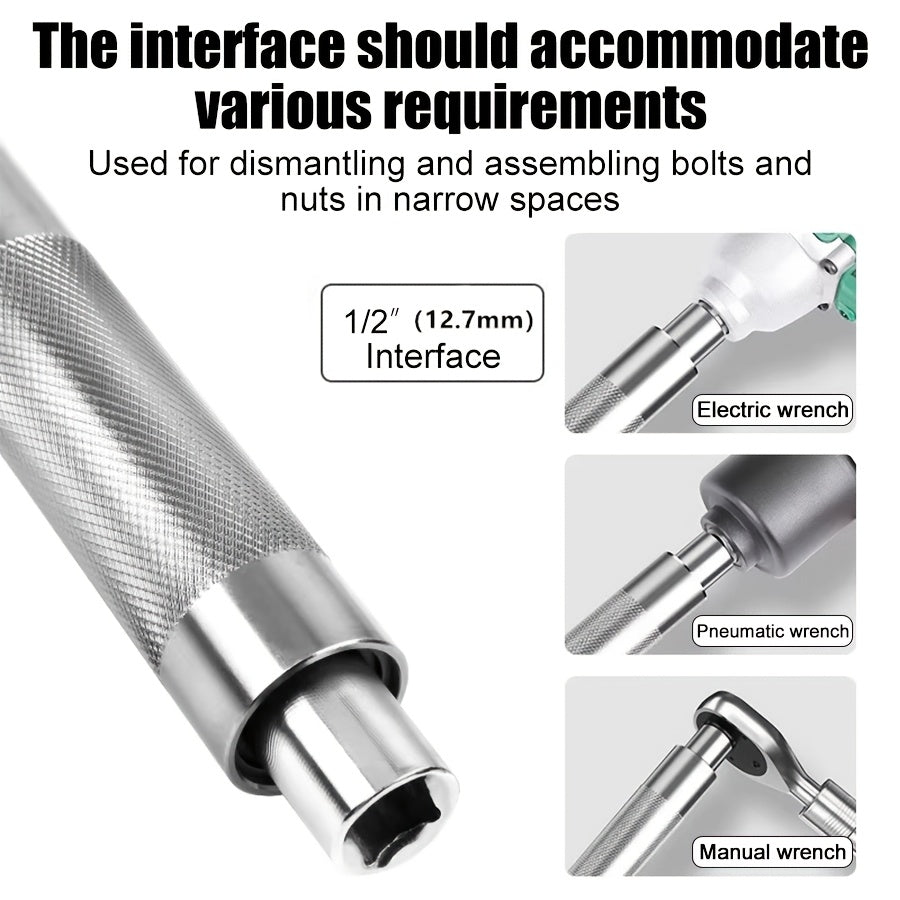 3-in-1 Impact Wrench Extender 1/2" | Offset Extension Ratchet & Electric Wrench Chrome Vanadium for Confined Spaces