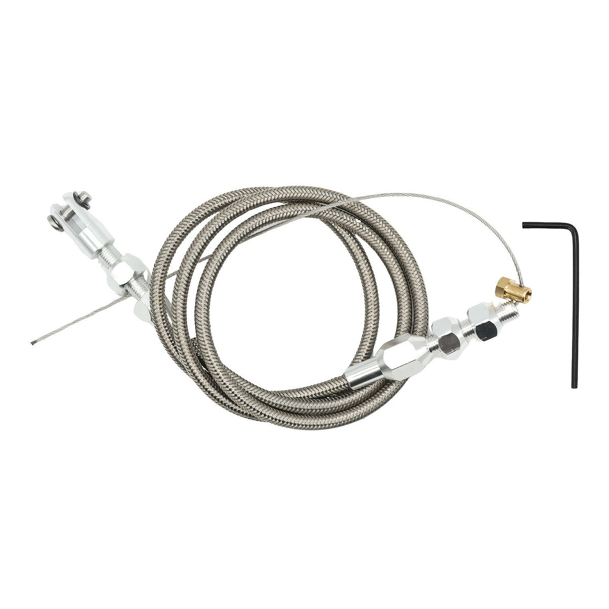 Stainless Steel Throttle Cable 36" Universal Fit for Ford Mustang 302 5.0L 86-93, GM & Carbureted Engines, U-Cut-to-Fit with Aluminum Fittings