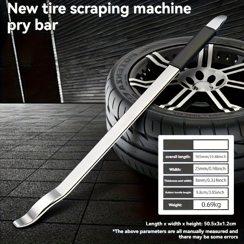 Tire Pry Bar Heavy-Duty Stainless Steel – Non-Slip Rubber Handle Tire Removal Tool for Home Garage & Auto Repair