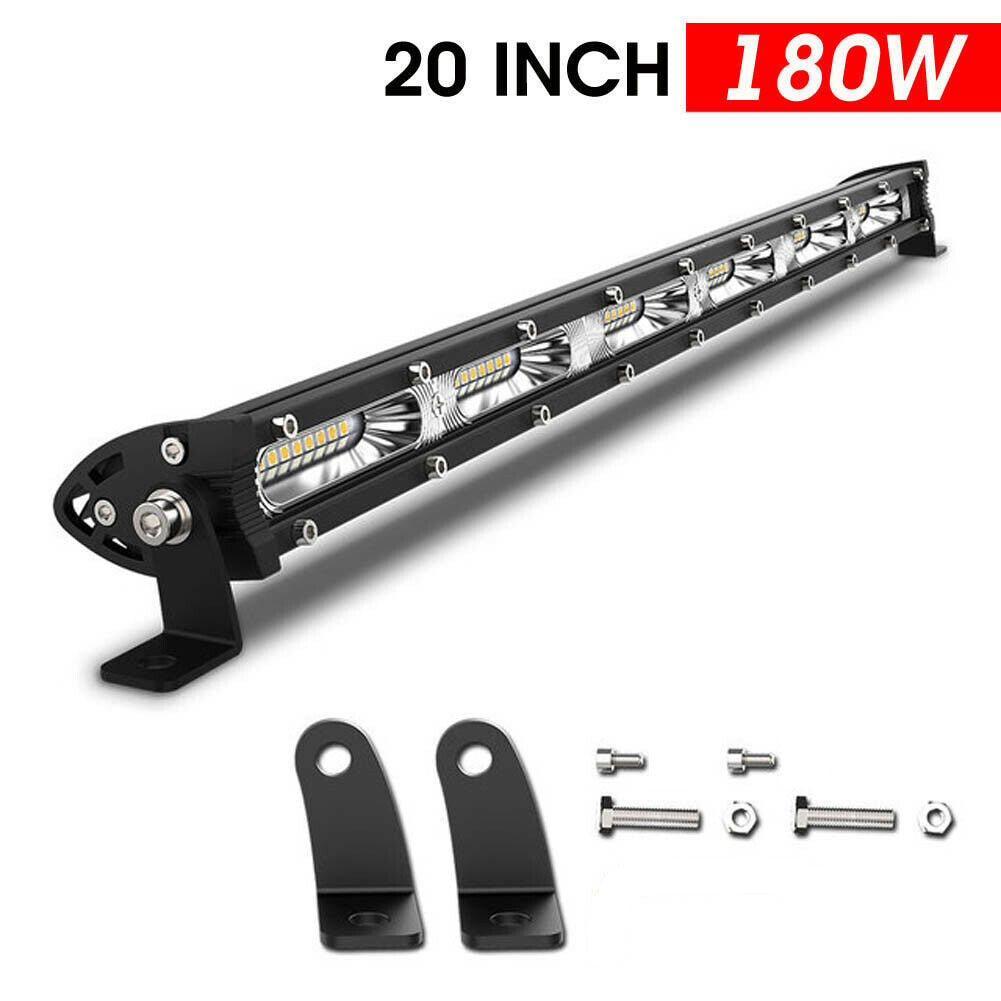 20 Inch LED Light Bar 180W Single Row – Ultra Slim Off-Road Work Lamp 12V/24V for ATV SUV Tractor Boat, 6000K White