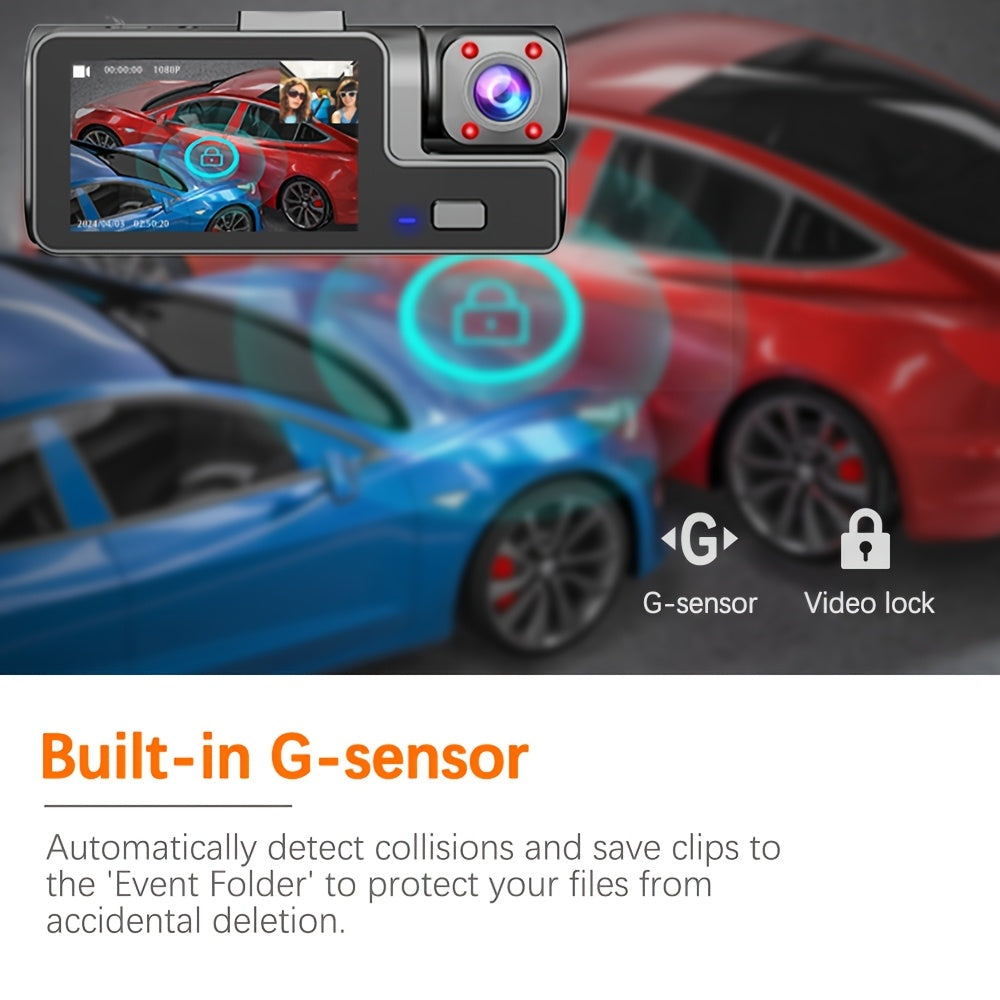 Dash Cam 1080P WiFi Dual Channel – 170° Wide Angle, Super Night Vision, Loop Recording, G-Sensor & Smartphone Remote Access