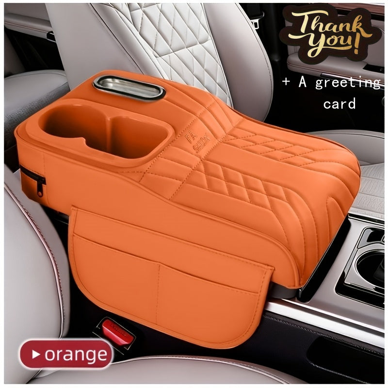 Car Center Console Organizer Tray with Cup Holder & Tissue Box – Multi-Color Non-Slip Storage Mat for Vehicle Interior