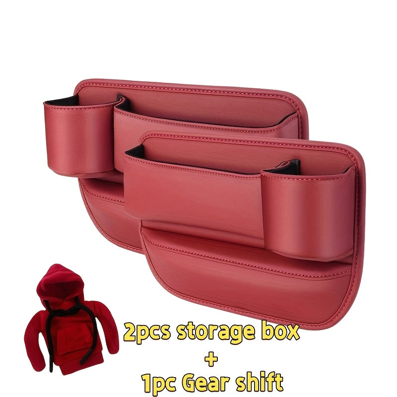 Car Seat Gap Filler Organizer – PU Leather Side Pocket Storage Box for Wallet, Keys, Cards & Phone, No-Tool Install, Fits All Cars, Black Beige Red Brown