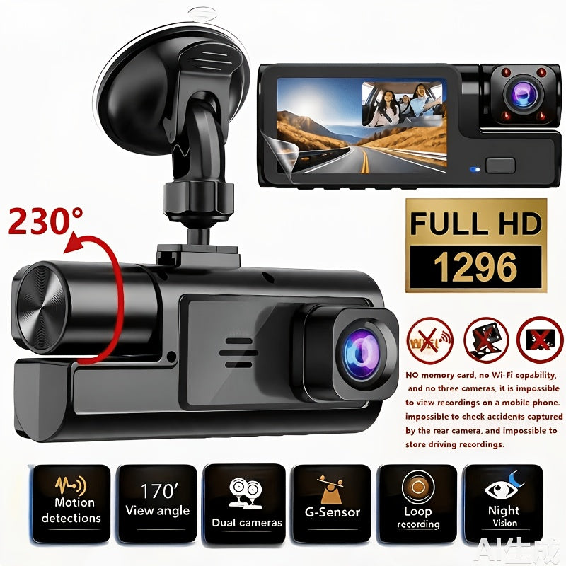 Dash Cam 1080P Dual & Triple Lens – IR Night Vision, 170° Wide Angle, G-Sensor, Loop Recording, 24H Parking Mode, 2" IPS Screen, WiFi Optional