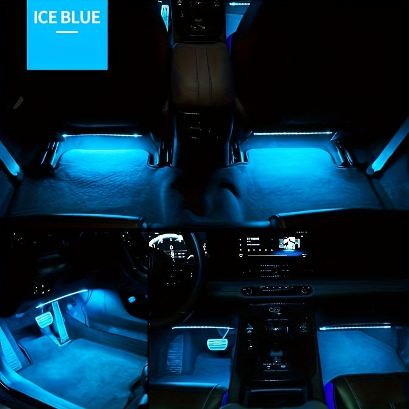 LED Car Interior Lights Music Sync – 4pcs USB RGB Underglow Ambient Lighting Kit with App & Remote Control