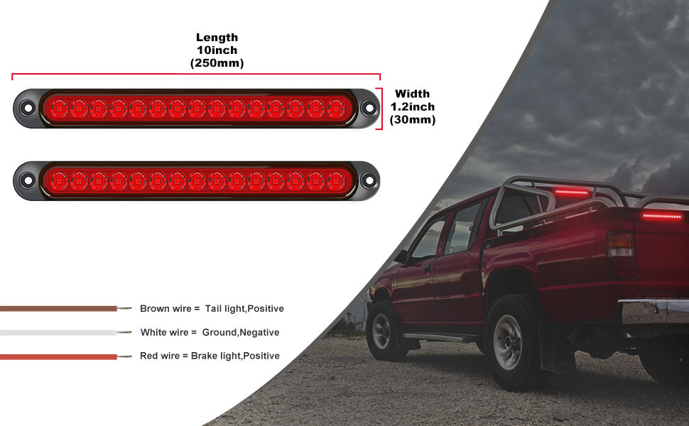 LED Trailer Tail Lights 4-Pack – 15 LED Stop, Turn Signal & Marker Bar Lights for Truck, Semi, Boat Trailer & Off-Road, Amber/Red/White