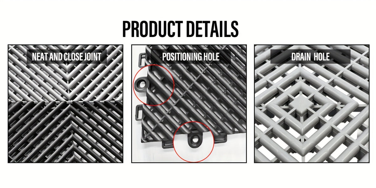 Interlocking Garage Floor Tiles 20 Pack – 16"x16" Drainage Floor Mats, Non-Slip PP Modular Tiles for Garage, Basement, Car Wash & Outdoor Use
