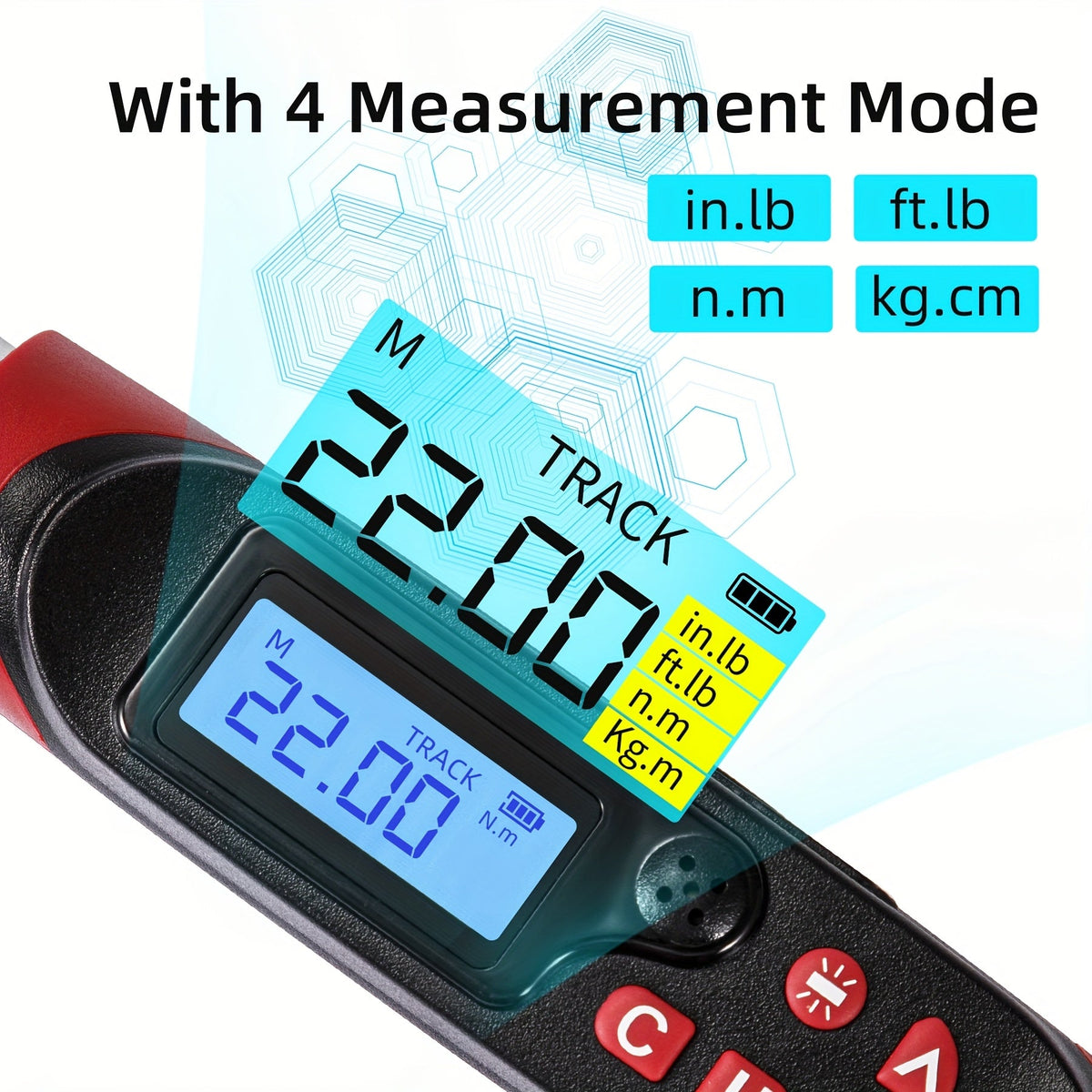Digital Torque Wrench 1/2" & 3/8" Drive, LCD Display Buzzer & LED Alert, 4-Mode Cr-V, ±1% Accuracy, Preset & Data Storage, for Bike Motorcycle Auto Repair