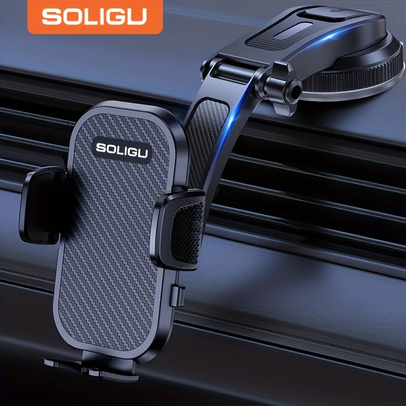 Soligu Universal Car Phone Holder Mount – Dashboard Adhesive, Adjustable Vertical & Horizontal, High Stability, All Phones