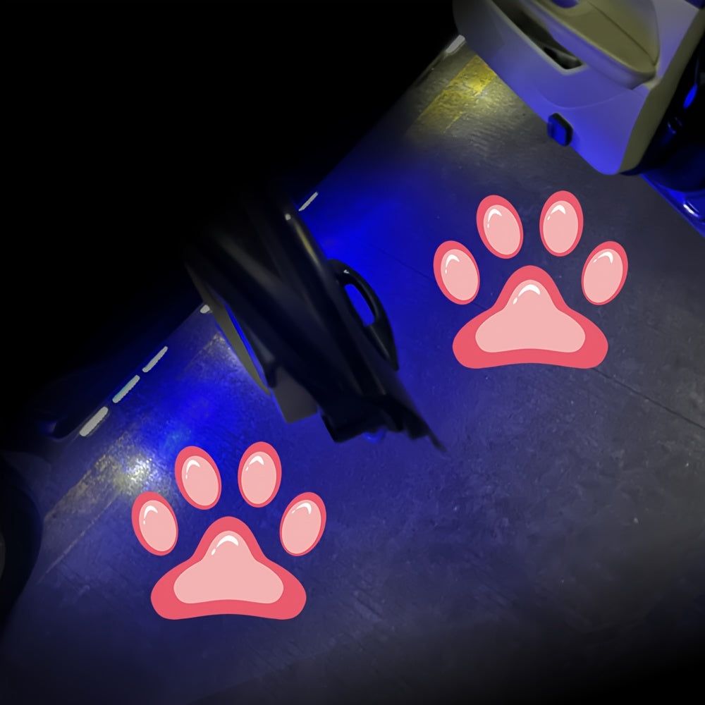 Car Door Step Courtesy Light 2pcs LED Projector, Welcome Shadow Logo Pattern Night Light, Festive Atmosphere Lamp — Sky Blue, Pink, Amber