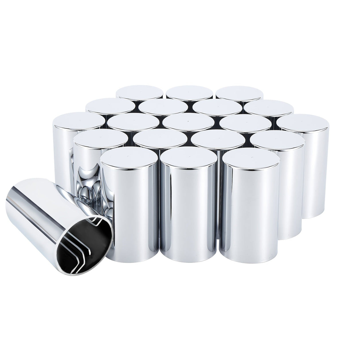 Lug Nut Covers 33mm x 3.5" Chrome ABS – Push-On Spike Caps for Semi Truck Trailer Hub Piloted Wheels, Anti-Loose Design, 20 40 or 60 Pack
