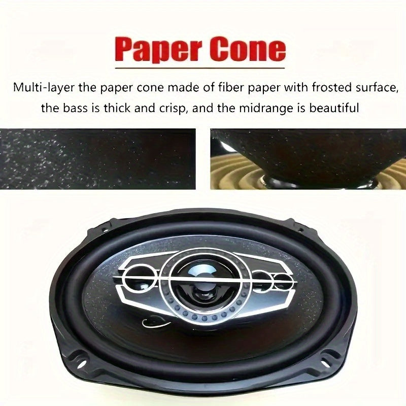 6x9 Car Speakers 5-Way Coaxial Full Range, 600W Stereo Car Door Speakers with Stainless Steel Frame, Universal Vehicle Audio System Upgrade for Cars Trucks, 2-Pack Modern Car Stereo Speakers