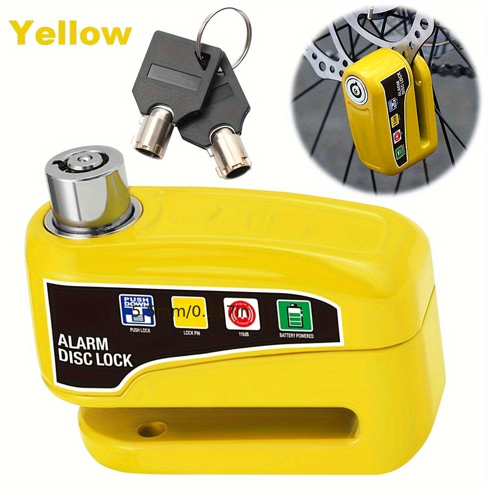 Motorcycle Disc Brake Lock Anti-Theft Handlebar Wheel Security Lock with 2 Keys for Motorbike Scooter Bicycle Black Yellow Blue