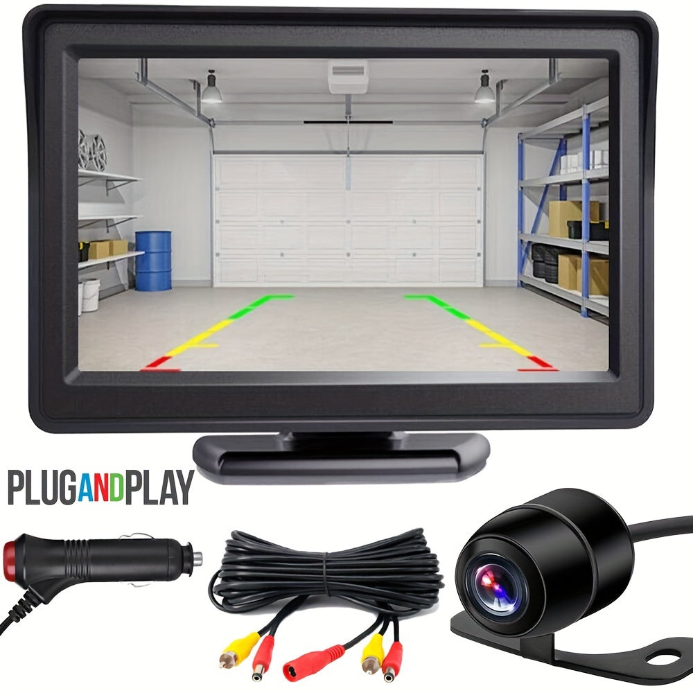 Backup Camera System with 4.3 Inch Monitor – CCD Rearview Camera Kit, Night Vision, Universal Fit for Car SUV RV Pickup Truck, Easy Install with 6M Cable