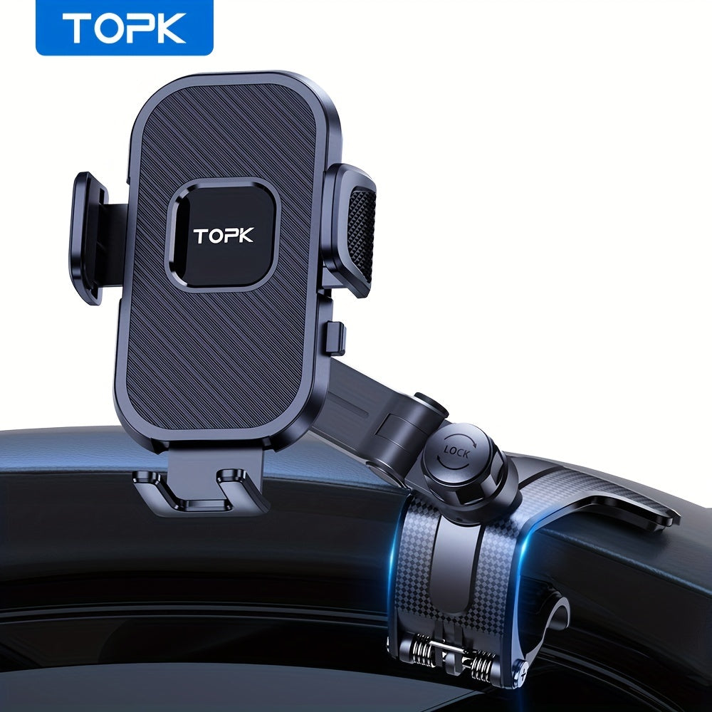 Car Phone Holder Mount, 360° Adjustable Dashboard Cell Phone Mount with Anti-Slip Silicone Clip, Multi-Angle Stable Automotive Smartphone Cradle for All Phones
