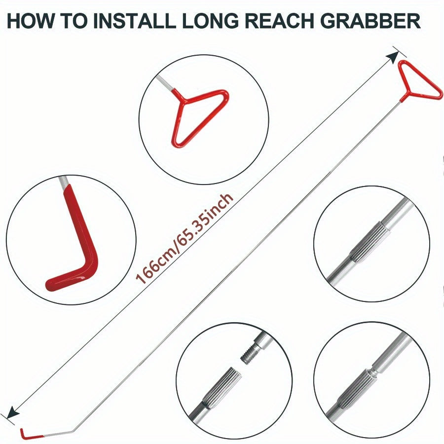 Car Lockout Tool Kit 18/23Pcs, Long Reach Grabber 67 Inch, Air Wedge Bag, Non-Marring Wedges, J-Hook Pull Hook, Stainless Steel Dent Repair Tools for Auto Body Work