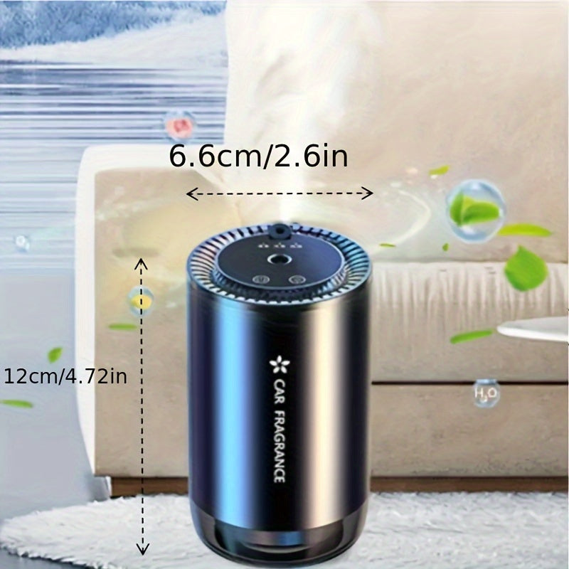 Smart Car Air Freshener with Projection Light - USB Rechargeable Essential Oil Diffuser, Music-Sync LED, Adjustable Scent, Auto Interior Accessory