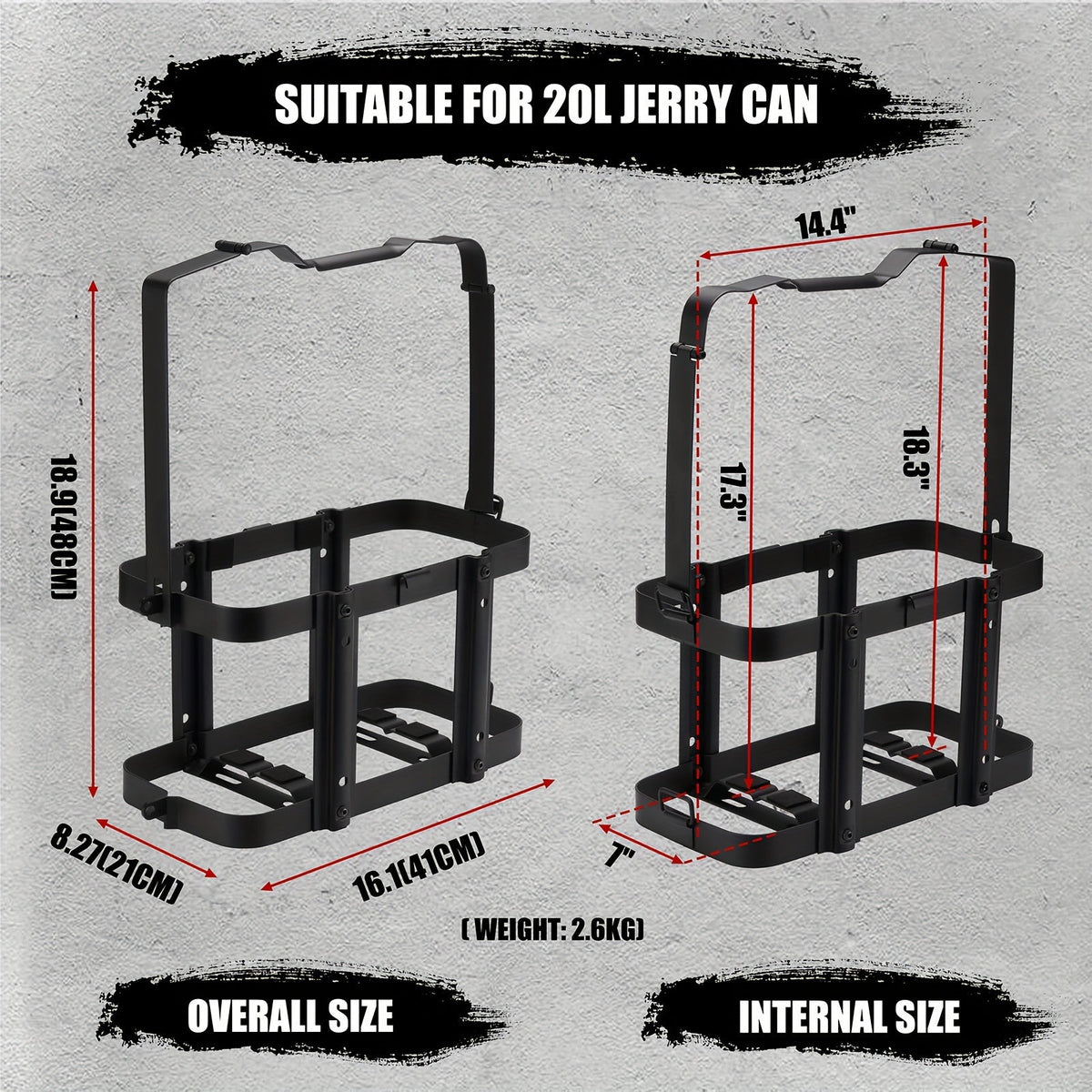 Jerry Can Holder Mount Lockable 20L NATO Steel - 5 Gal Mounting Bracket for Truck RV Motorcycle Overlanding, Cold-Rolled Steel, Rack Only