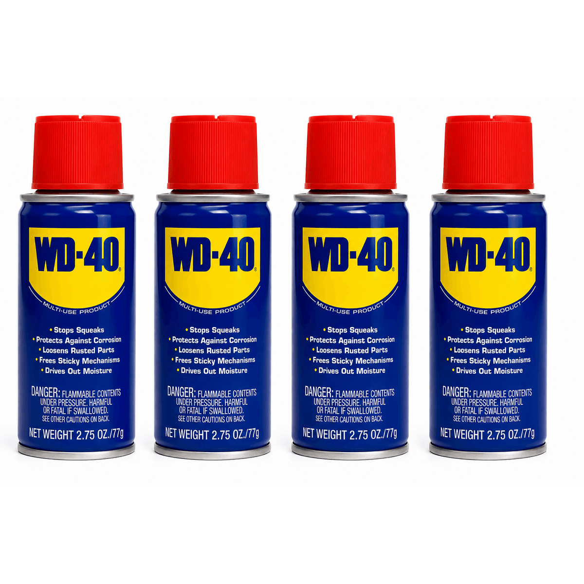 WD-40 Multi-Use Product 2.75 oz Pack of 4 Lubricant Rust Remover Moisture Displacer for Car Tools Metal Surfaces Home Garage