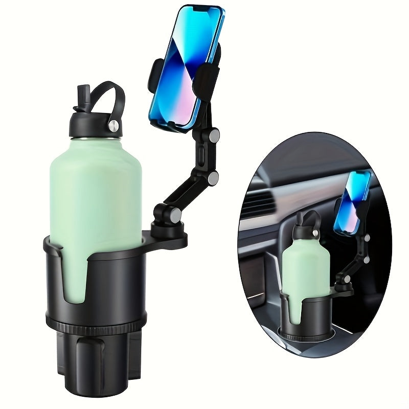 Car Cup Holder Extender 2-in-1 – Swivel Phone & Cup Holder for Car SUV Truck with Shock Trim, Black