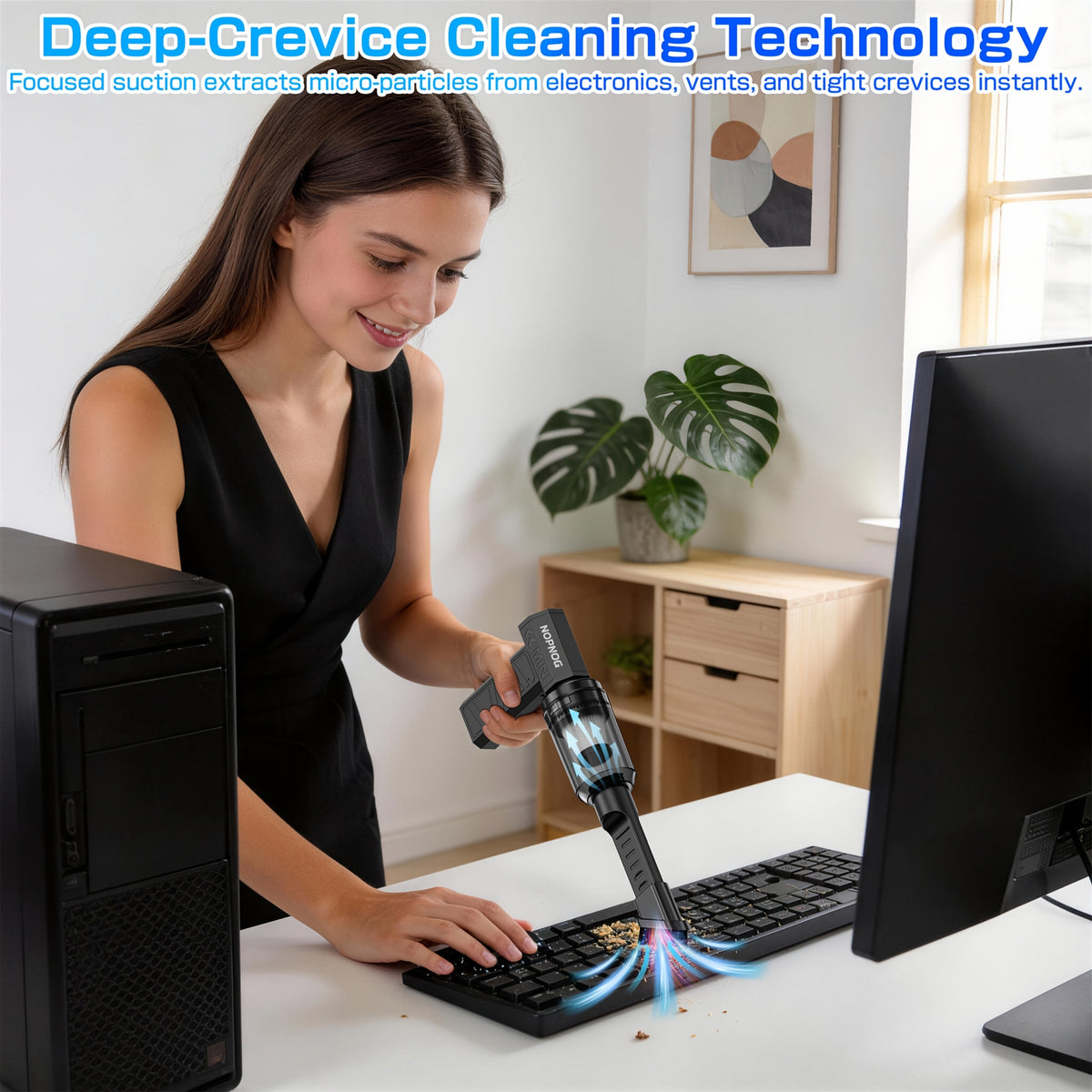 Electric Air Duster Turbo Blower 130,000 RPM – Wireless Rechargeable, 4-Speed Jet Fan for Computer Cleaning, Car Detailing & Snow Blowing