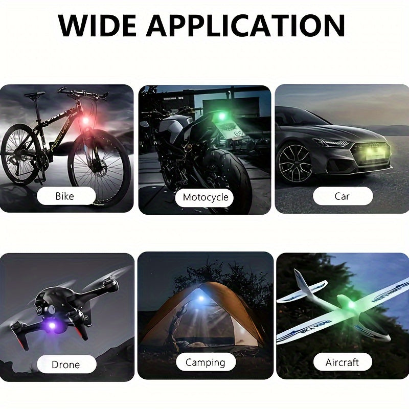 Wireless LED Strip Lights 8-Color Anti-Collision High Brightness Remote Control USB Charging Waterproof for Car Motorcycle Bike Drone Aircraft 4pcs or 6pcs